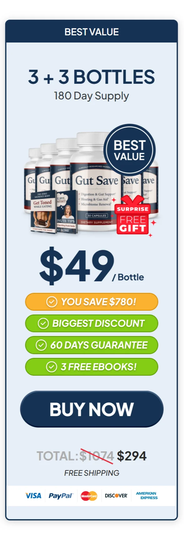 Gut Save™ 6 bottles pricing